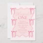 Invitation Pink Bow Magique Une fête d'anniversaire (Devant)