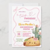 Invitation Pink Bow Mexicaine Taco Twosday 2e anniversaire fi (Devant)