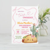 Invitation Pink Bow Mexicaine Taco Twosday 2e anniversaire fi (Debout devant)