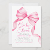 Invitation Pink Bow mignonne Bébé doux Baby shower fille (Devant)