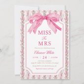 Invitation Pink Bow Miss À Mme Fête des mariées (Devant)