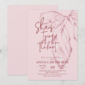 Invitation Pink Bow ⎮Modern Elegant Bridal Shower (Devant / Derrière)
