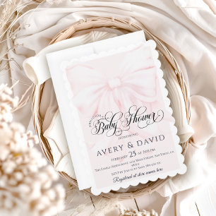 Invitation Pink Bow moderne Élégant Baby shower fille