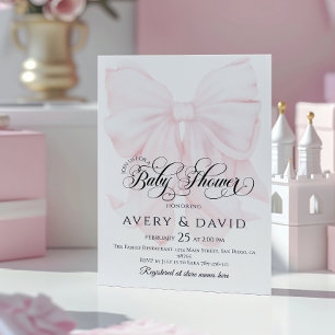 Invitation Pink Bow moderne Élégant Baby shower fille