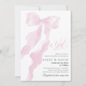 Invitation Pink Bow moderne Élégant Baby shower fille (Devant)