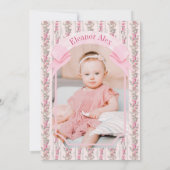 Invitation Pink Bow n'est pas elle magnifique fille 1er anniv (Dos)