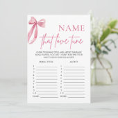Invitation Pink Bow Nom Qui Aime Tune Fête des mariées Jeu (Debout devant)