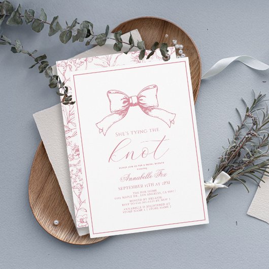 Invitation Pink Bow nouer la Fête des mariées de noeud