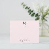 Invitation Pink Bow Nursery Note Card (Debout devant)