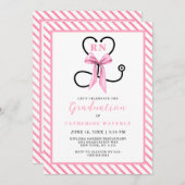 Invitation Pink Bow Nursing School Graduation Party (Devant / Derrière)