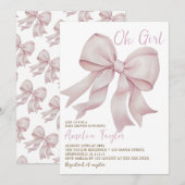 Invitation Pink Bow Oh Girl Baby shower élégant (Devant / Derrière)