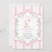 Invitation Pink Bow One Silly Goose Floral Girl 1st Birthday (Devant)