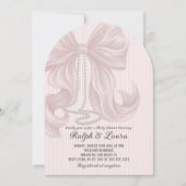 Invitation Pink Bow Pearl Girl Baby Shower (Devant)