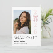 Invitation Pink Bow Photo Grad Party Graduation (Debout devant)