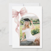 Invitation Pink Bow Photo Graduation (Devant)