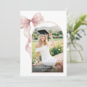 Invitation Pink Bow Photo Graduation (Debout devant)