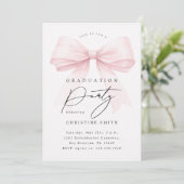 Invitation Pink Bow Photo Graduation Party (Debout devant)