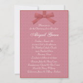 Invitation Pink Bow Pink Baby Girl Photo Christening (Dos)
