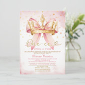 Invitation Pink Bow Princess ONE-CE Upon a time 1st birthday (Debout devant)