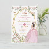 Invitation Pink Bow Princess Quinceañera Butterfly Garden (Debout devant)