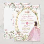 Invitation Pink Bow Princess Quinceañera Butterfly Garden (Devant / Derrière)