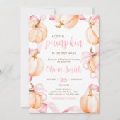 Invitation Pink Bow Pumpkin Baby Shower (Devant)