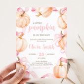 Invitation Pink Bow Pumpkin Baby Shower