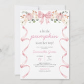 Invitation Pink Bow Pumpkin Baby Shower (Devant)