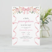 Invitation Pink Bow Pumpkin Baby Shower (Debout devant)