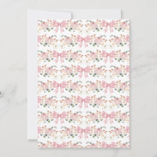 Invitation Pink Bow Pumpkin Baby Shower (Dos)