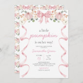 Invitation Pink Bow Pumpkin Baby Shower (Devant / Derrière)