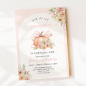 Invitation Pink Bow Pumpkin Floral First Birthday