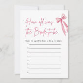 Invitation Pink Bow Quel âge a été la mariée Fête des mariées (Devant)