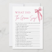 Invitation Pink Bow Qu'Est-Ce Que La Salle A Dit Fête des mar (Devant)