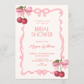 Invitation Pink bow ribbon cherry bridal shower (Devant)