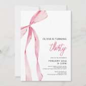 Invitation Pink Bow Ruban Anniversaire Fête Photo Instagram (Devant)