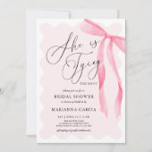Invitation Pink Bow She is Tying the Knot Bridal Shower (Devant)