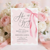 Invitation Pink Bow She is Tying the Knot Bridal Shower