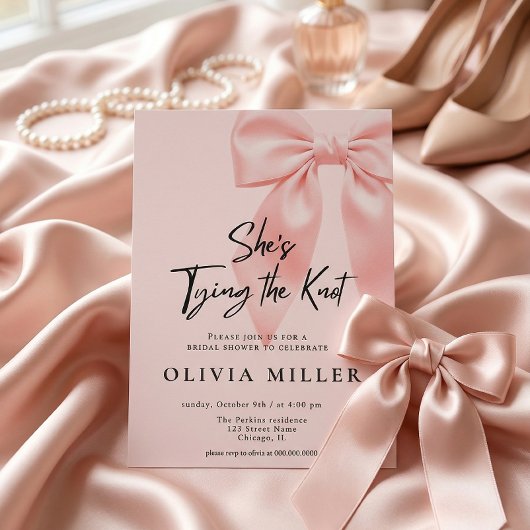 Invitation Pink Bow She’s Tying the Knot Bridal Shower