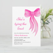 Invitation Pink Bow She's Tying the Knot Bridal Shower  (Debout devant)