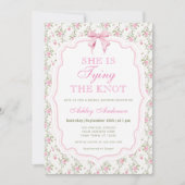 Invitation Pink Bow She's Tying the Knot Fête des mariées (Devant)