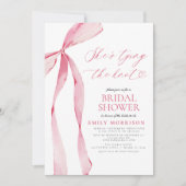 Invitation Pink Bow She's Tying the Knot Fête des mariées (Devant)