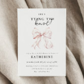 Invitation Pink Bow She's Tying the Knot Fête des mariées