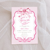 Invitation Pink Bow She's Tying the Knot Fête des mariées