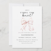 Invitation Pink Bow She's Tying the Knot Fête des mariées (Devant)