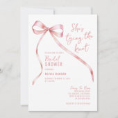 Invitation Pink Bow She's Tying the Knot Fête des mariées (Devant)
