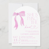Invitation Pink Bow She's Tying the Knot Fête des mariées (Devant)