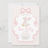 Invitation Pink Bow Silly Goose Balloon Girl 2nd Birthday (Devant)