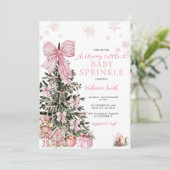 Invitation Pink Bow Snowflakes Nutcracker Baby Sprinkle (Debout devant)