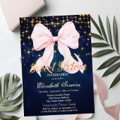 Invitation Pink Bow Sparkle Navy Blue
